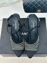 Crystal Flat High Heel Sandals Black